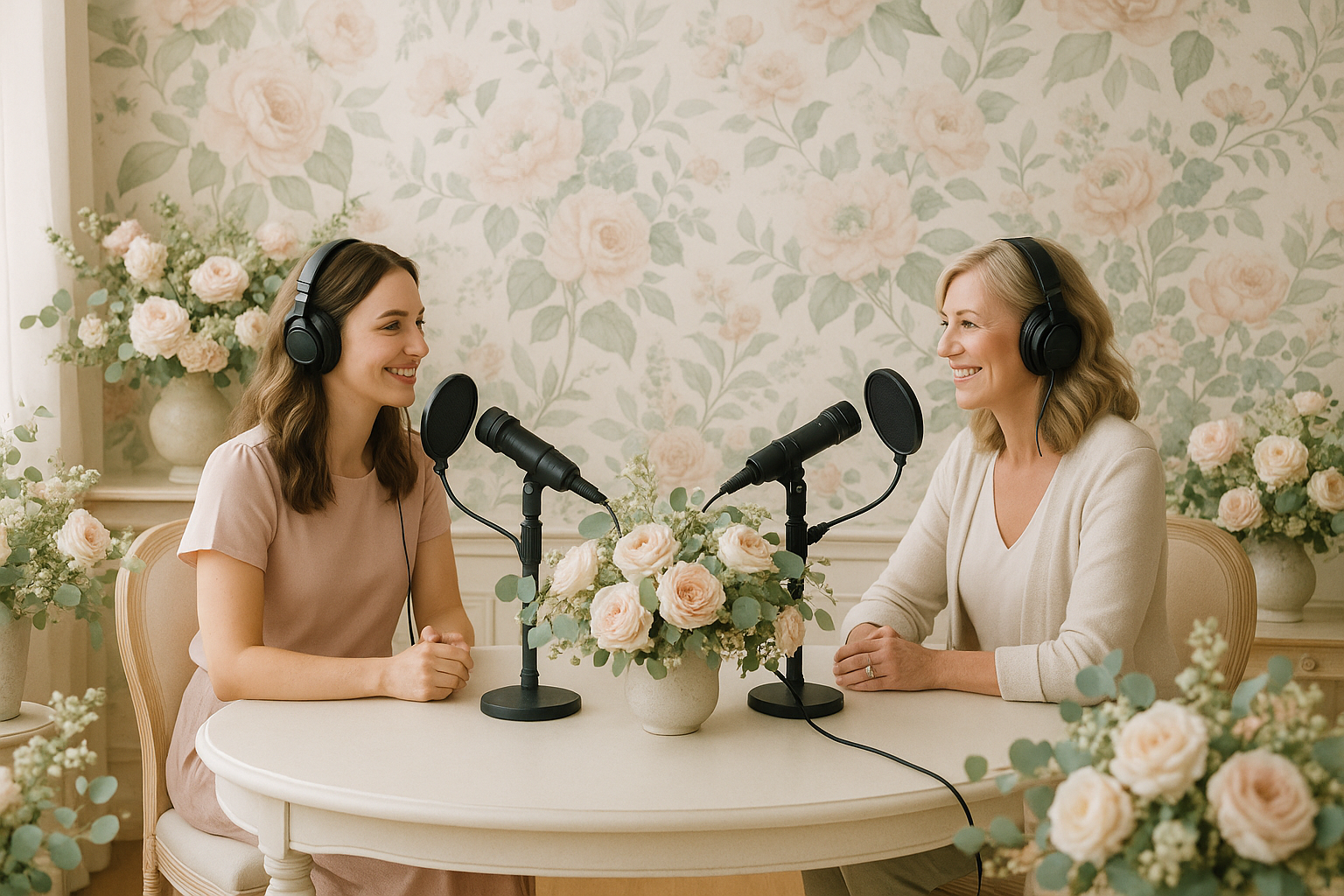shot in a beautiful floral themed studio